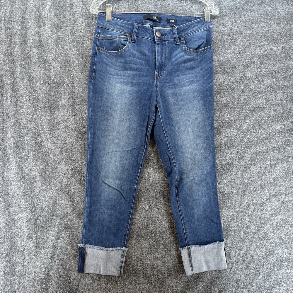 1822 Jeans Womens 6 Taylor Blue Mid Rise Straight Cuff Hem Stretch Casual Retro